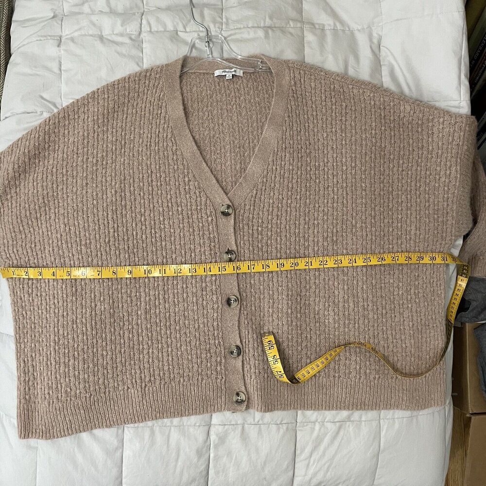 SOLD MADEWELL Mayfair Alpaca Blend Cable Knit Cardigan Sweater Tan Sz 3X Woman - Picture 4 of 9